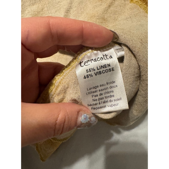 Vintage Terracotta Graphic Linen Blend Matching Set U Neck Pockets Skirt Size 4 - Picture 3 of 10